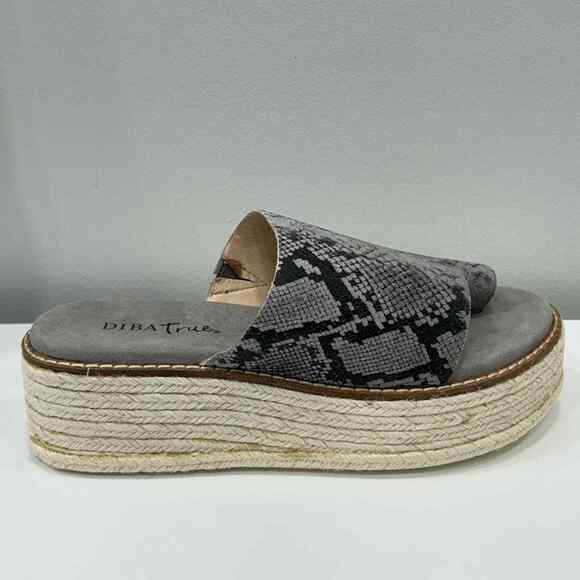 Diba True Demi Chase Size 7 Snake Print Gray Wedge Sandal Espadrille New In Box - Picture 3 of 9